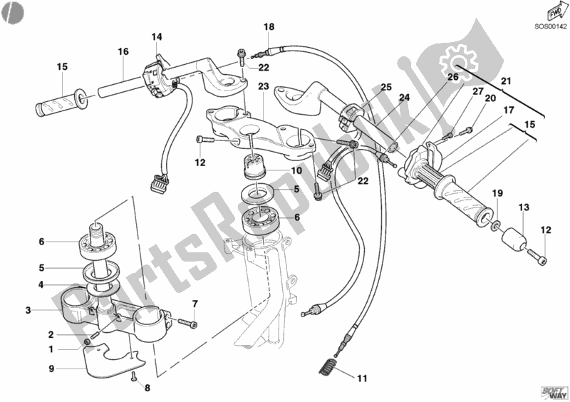 All parts for the Handlebar of the Ducati Sport ST4 S ABS 996 2003